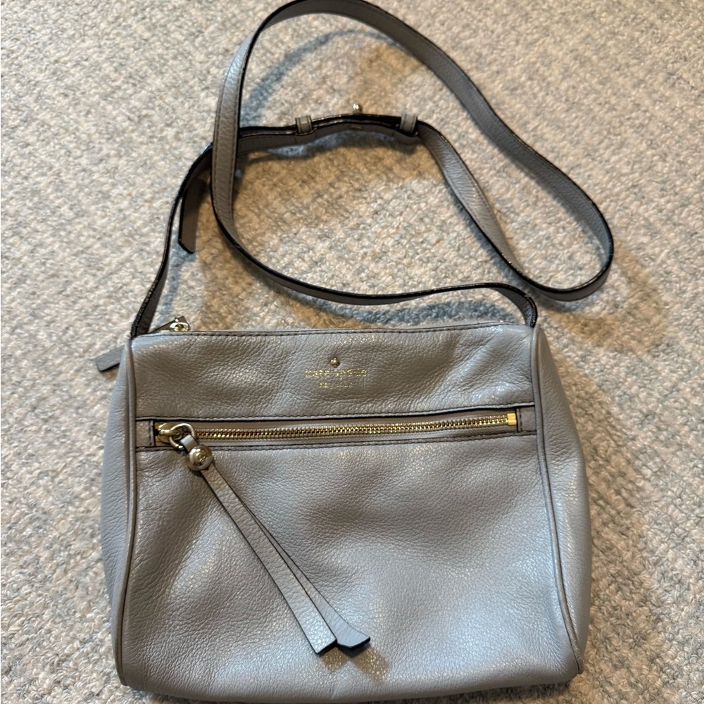Kate Spade Gray Pebbled Leather Crossbody Bag